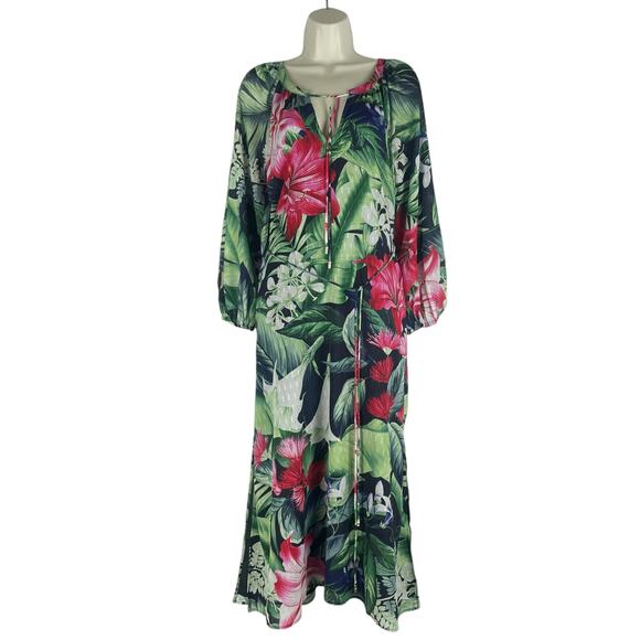 Tommy Bahama Celebration Tropical Floral Maxi Dress Green Size XXS - Picture 4 of 12